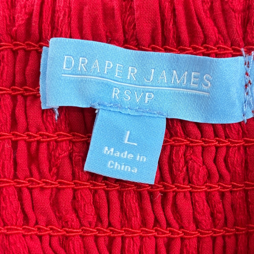 Draper James RSVP Womens L Midi Dress Red Heart Embroidered Cottagecore Summer - Picture 9 of 14